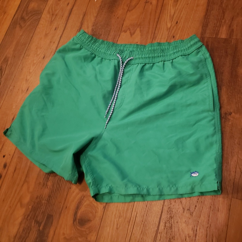 Southern Tide Swim‎ Trunks Green Drawstring Elastic Waist Shorts XL